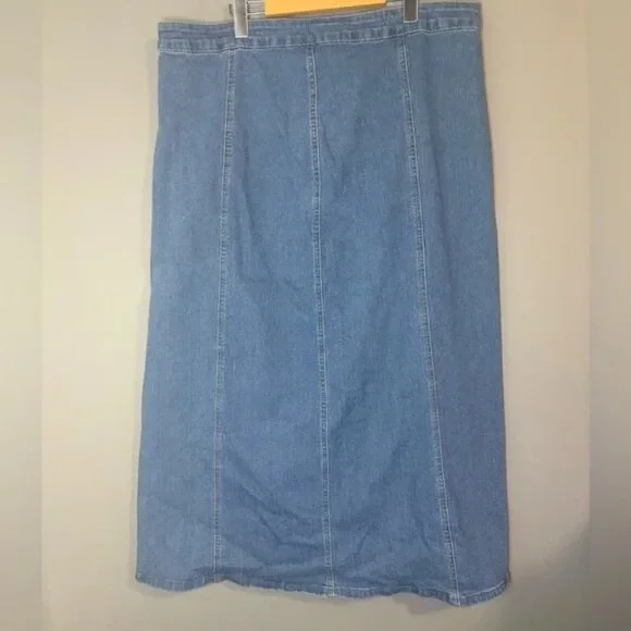 Denim Midi Skirt plus size 3XL Button-Front Women's Skirt - Picture 5 of 6